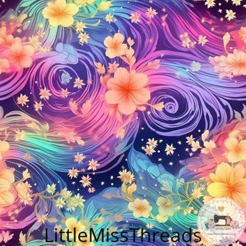 PRE ORDER - Rainbow Serenity Flower Swirl - Fabric - Fabric from [store] by Little Miss Threads - 