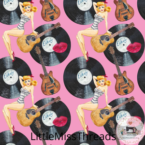 PRE ORDER - Rockabilly Girls Pink - Fabric - Fabric from [store] by Little Miss Threads - 