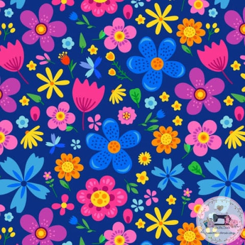 PRE ORDER - Simple Floral Blue - Fabric Fabric