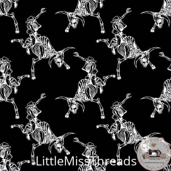 PRE ORDER - Skeleton Rodeo Halloween - Fabric - Fabric from [store] by Little Miss Threads - Halloween