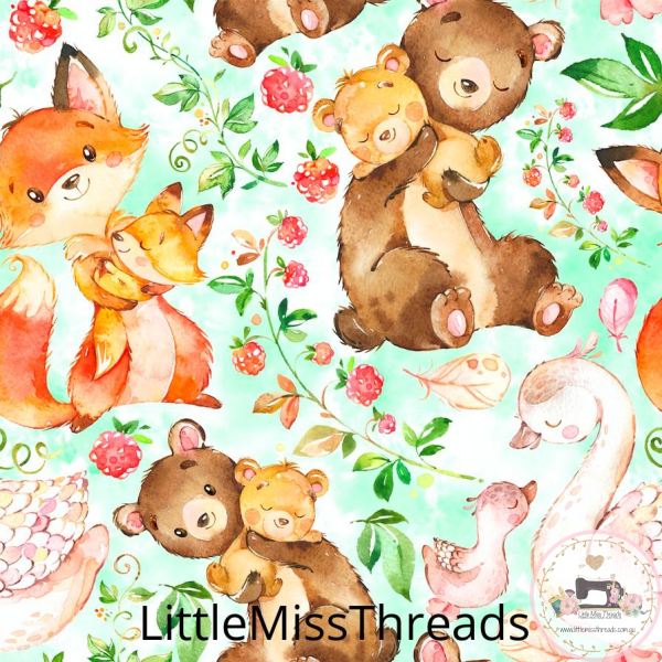 PRE ORDER - Sketches Woodland Animals Green - Fabric - Fabric from [store] by Little Miss Threads - 