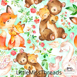 PRE ORDER - Sketches Woodland Animals Green - Fabric - Fabric from [store] by Little Miss Threads - 