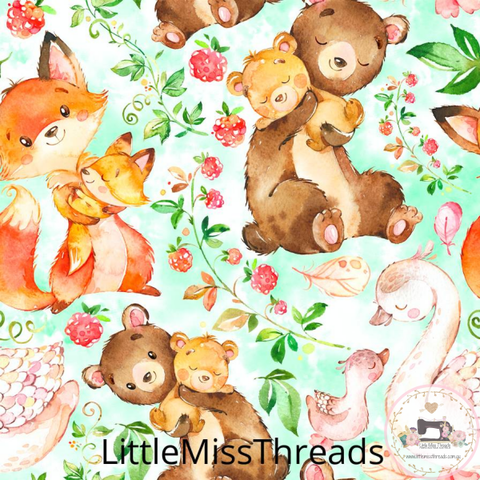 PRE ORDER - Sketches Woodland Animals Green - Fabric - Fabric from [store] by Little Miss Threads - 
