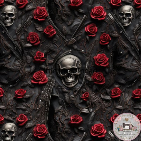 PRE ORDER - Skulls and Roses Dark - Fabric Fabric