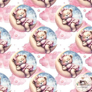 PRE ORDER - Sleepy Pink Teddy Bear - Fabric Fabric