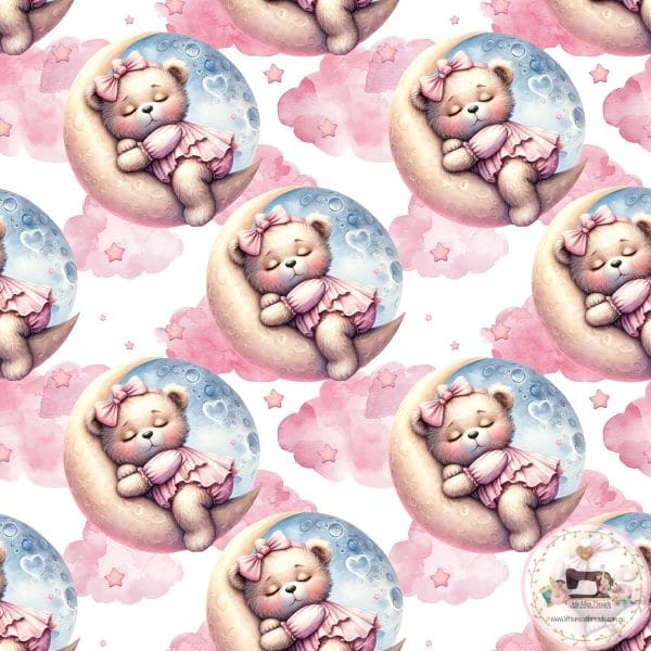 PRE ORDER - Sleepy Pink Teddy Bear - Fabric Fabric