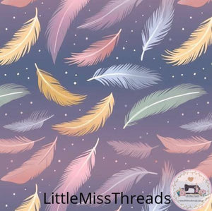 PRE ORDER - Soft Pastel Feathers- Fabric - Fabric from [store] by Little Miss Threads - 