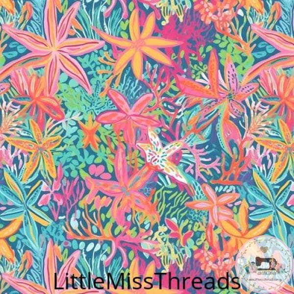 PRE ORDER - Starfish Beach Theme Floral - Fabric - Fabric from [store] by Little Miss Threads - 