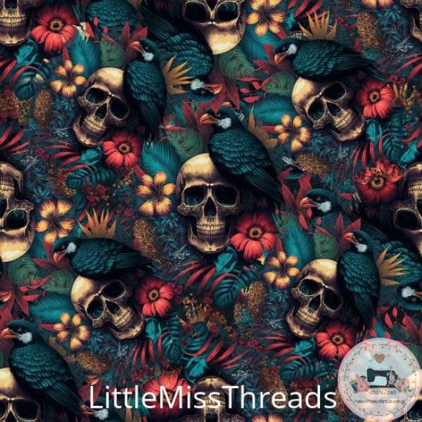 PRE ORDER - Tropical Skulls - Fabric - Fabric from [store] by Little Miss Threads - 
