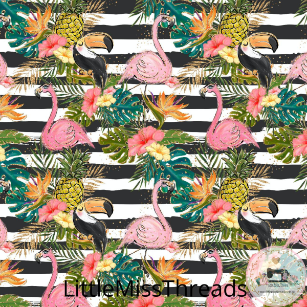 PRE ORDER Tropical Vibes Stripes Black - Fabric from [store] by Mini Mooches - 