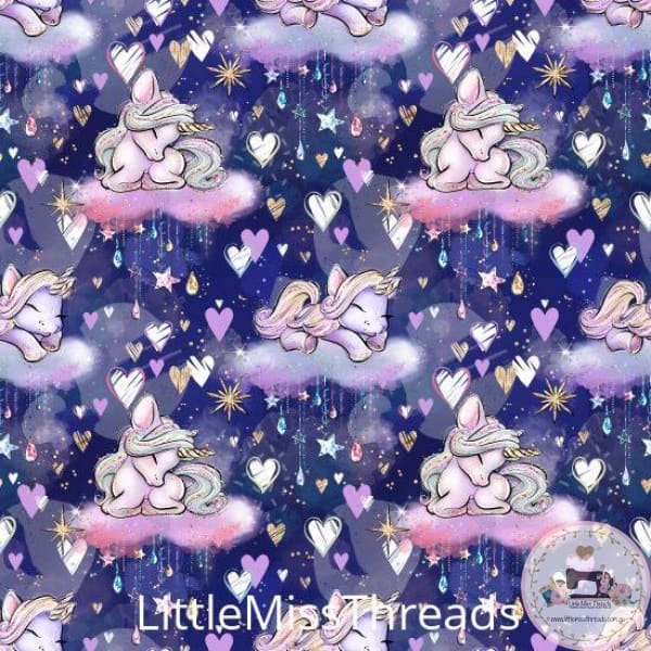 PRE ORDER - Unicorn Dreams Navy Cloud - Fabric - Fabric from [store] by Little Miss Threads - 