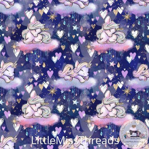 PRE ORDER - Unicorn Dreams Navy Cloud - Fabric - Fabric from [store] by Little Miss Threads - 