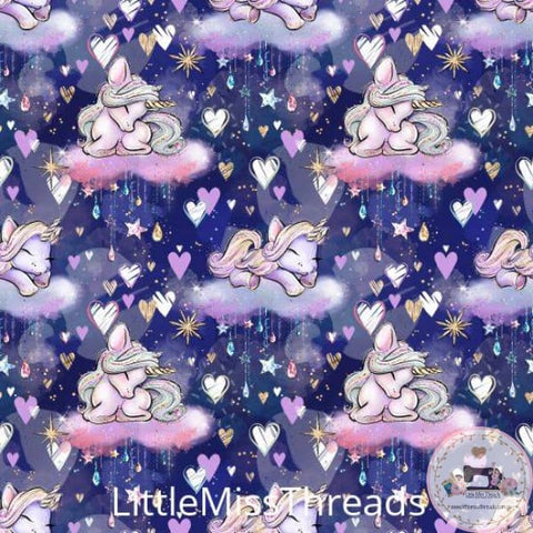 PRE ORDER - Unicorn Dreams Navy Cloud - Fabric - Fabric from [store] by Little Miss Threads - 
