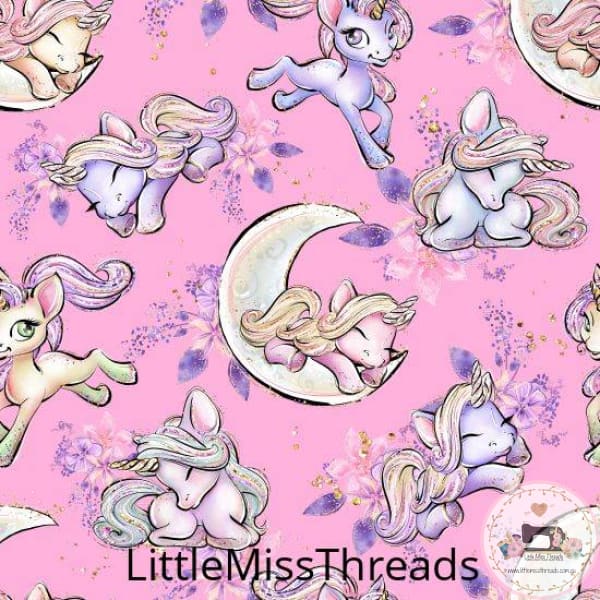 PRE ORDER - Unicorn Dreams Pink Moon - Fabric - Fabric from [store] by Little Miss Threads - 