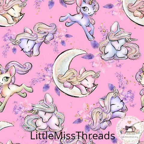 PRE ORDER - Unicorn Dreams Pink Moon - Fabric - Fabric from [store] by Little Miss Threads - 