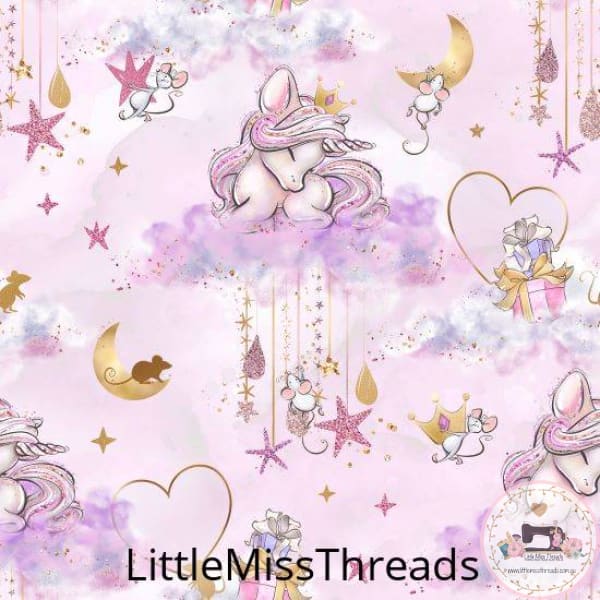 PRE ORDER - Unicorn Mice Pink Cloud - Fabric - Fabric from [store] by Little Miss Threads - 