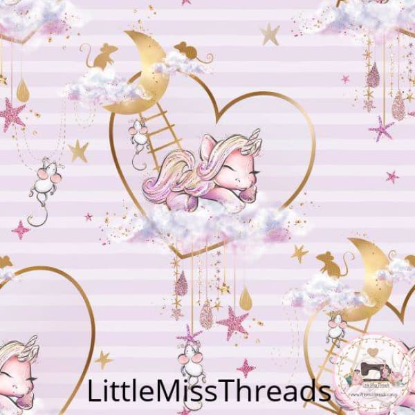 PRE ORDER - Unicorn Mice Pink Stripe - Fabric - Fabric from [store] by Little Miss Threads - 