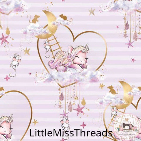 PRE ORDER - Unicorn Mice Pink Stripe - Fabric - Fabric from [store] by Little Miss Threads - 