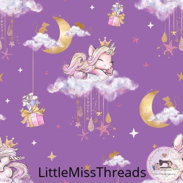 PRE ORDER - Unicorn Mice Purple Cloud - Fabric - Fabric from [store] by Little Miss Threads - 