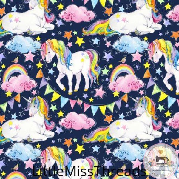PRE ORDER - Unicorn Navy Sketch - Fabric - Fabric from [store] by Little Miss Threads - 