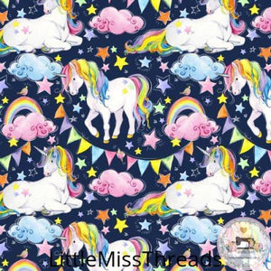 PRE ORDER - Unicorn Navy Sketch - Fabric - Fabric from [store] by Little Miss Threads - 