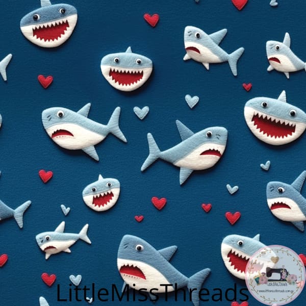PRE ORDER - Valentines Sharks - Fabric - Fabric from [store] by Little Miss Threads - 