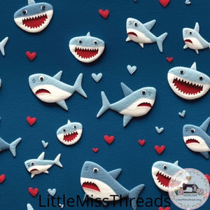 PRE ORDER - Valentines Sharks - Fabric - Fabric from [store] by Little Miss Threads - 