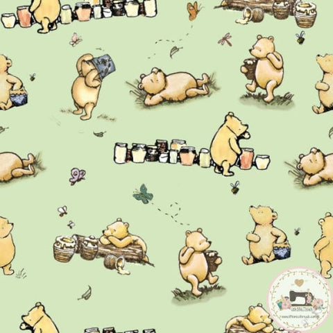 PRE ORDER - Vintage Pooh Green - Fabric Fabric