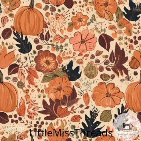PRE ORDER - Vintage Pumpkin Floral Halloween - Fabric - Fabric from [store] by Little Miss Threads - Halloween