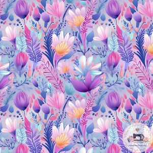PRE ORDER - Watercolour Floral Purple - Fabric Fabric