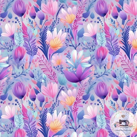 PRE ORDER - Watercolour Floral Purple - Fabric Fabric