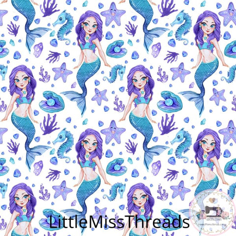 PRE ORDER White Mermaids - MM Fabric Print - Fabric from [store] by Mini Mooches - 