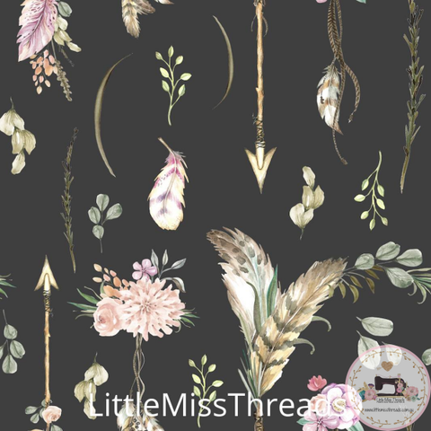 PRE ORDER - Winter Boho Blooms Arrows - Fabric - Fabric from [store] by Little Miss Threads - 