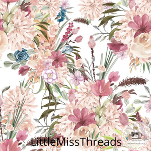 PRE ORDER - Winter Boho Blooms White - Fabric - Fabric from [store] by Little Miss Threads - 