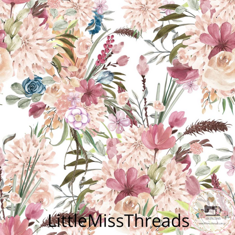 PRE ORDER - Winter Boho Blooms White - Fabric - Fabric from [store] by Little Miss Threads - 