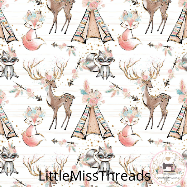 PRE ORDER - Woodland Babes Main White - Fabric - Fabric from [store] by Mini Mooches - 