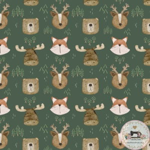 PRE ORDER - Woodland Forest Animals Green - Fabric Fabric