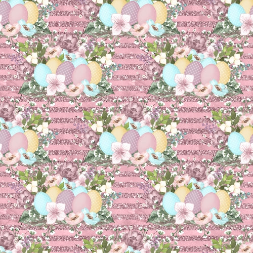 PRE ORDER - Vintage Easter Garden Pink Eggs - Fabric