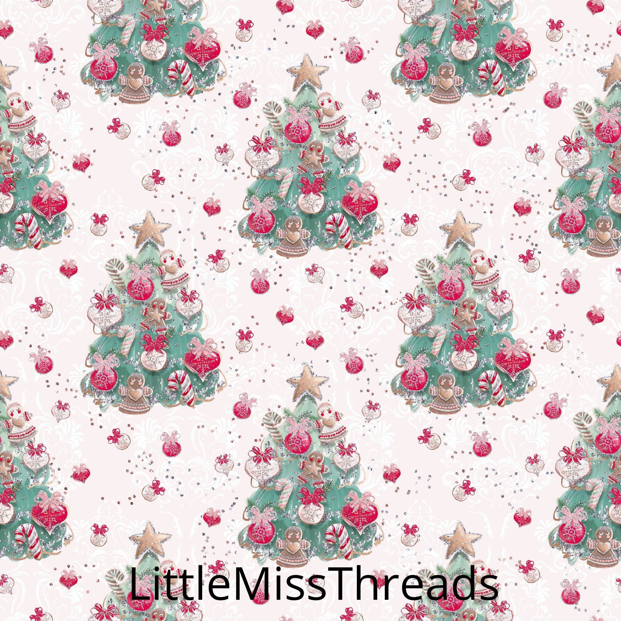 PRE ORDER Holly Jolly White Trees Fabric - Fabric from [store] by Mini Mooches - 