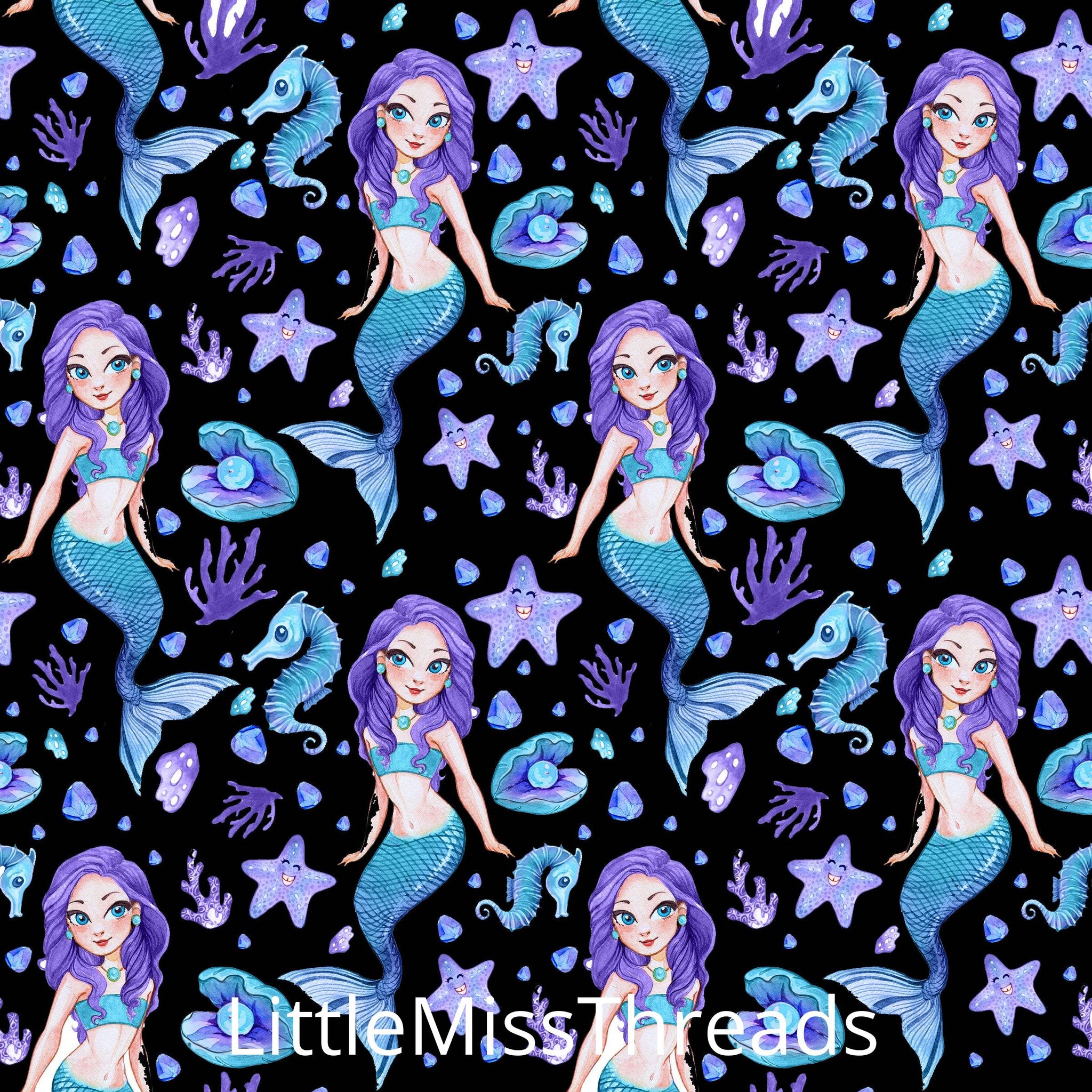 PRE ORDER Black Mermaids - MM Fabric Print - Fabric from [store] by Mini Mooches - 