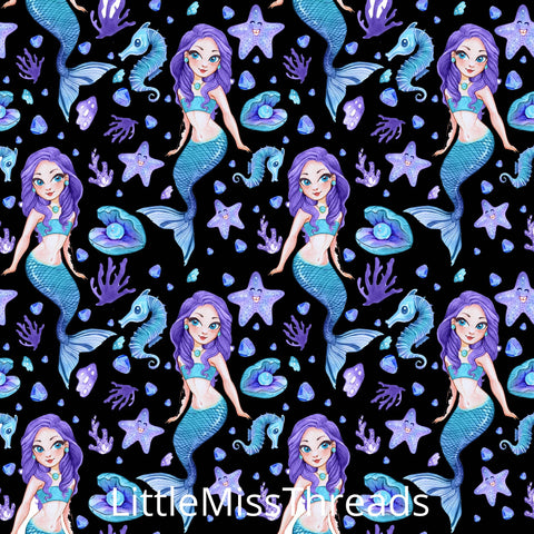 PRE ORDER Black Mermaids - MM Fabric Print - Fabric from [store] by Mini Mooches - 