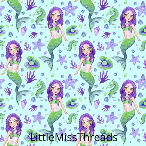 PRE ORDER Mint Mermaids - MM Fabric Print - Fabric from [store] by Mini Mooches - 