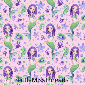 PRE ORDER Pink Mermaids - MM Fabric Print - Fabric from [store] by Mini Mooches - 
