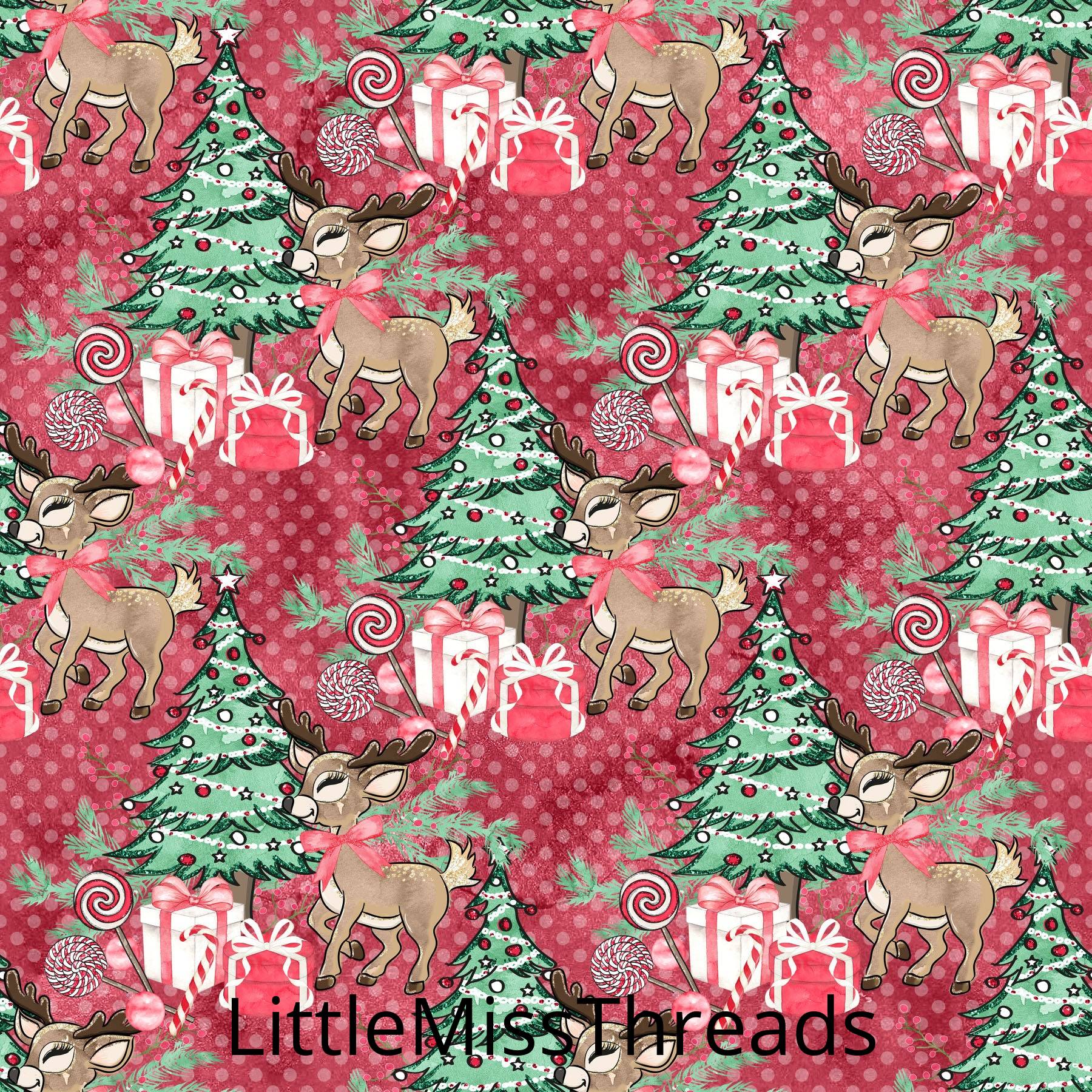 PRE ORDER Christmas Forest Reindeer Red Dot Fabric - Fabric from [store] by Mini Mooches - 