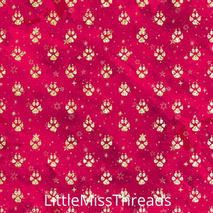 PRE ORDER - Doggy Christmas Paws Red - Fabric - Fabric from [store] by Mini Mooches - 
