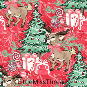 PRE ORDER Christmas Forest Reindeer Red Swirl Fabric - Fabric from [store] by Mini Mooches - 