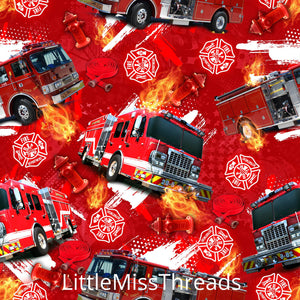 PRE ORDER - Fire Trucks - Fabric - Fabric from [store] by Little Miss Threads - 