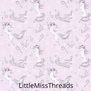 PRE ORDER Lavender Christmas Unicorns Fabric - Fabric from [store] by Mini Mooches - 