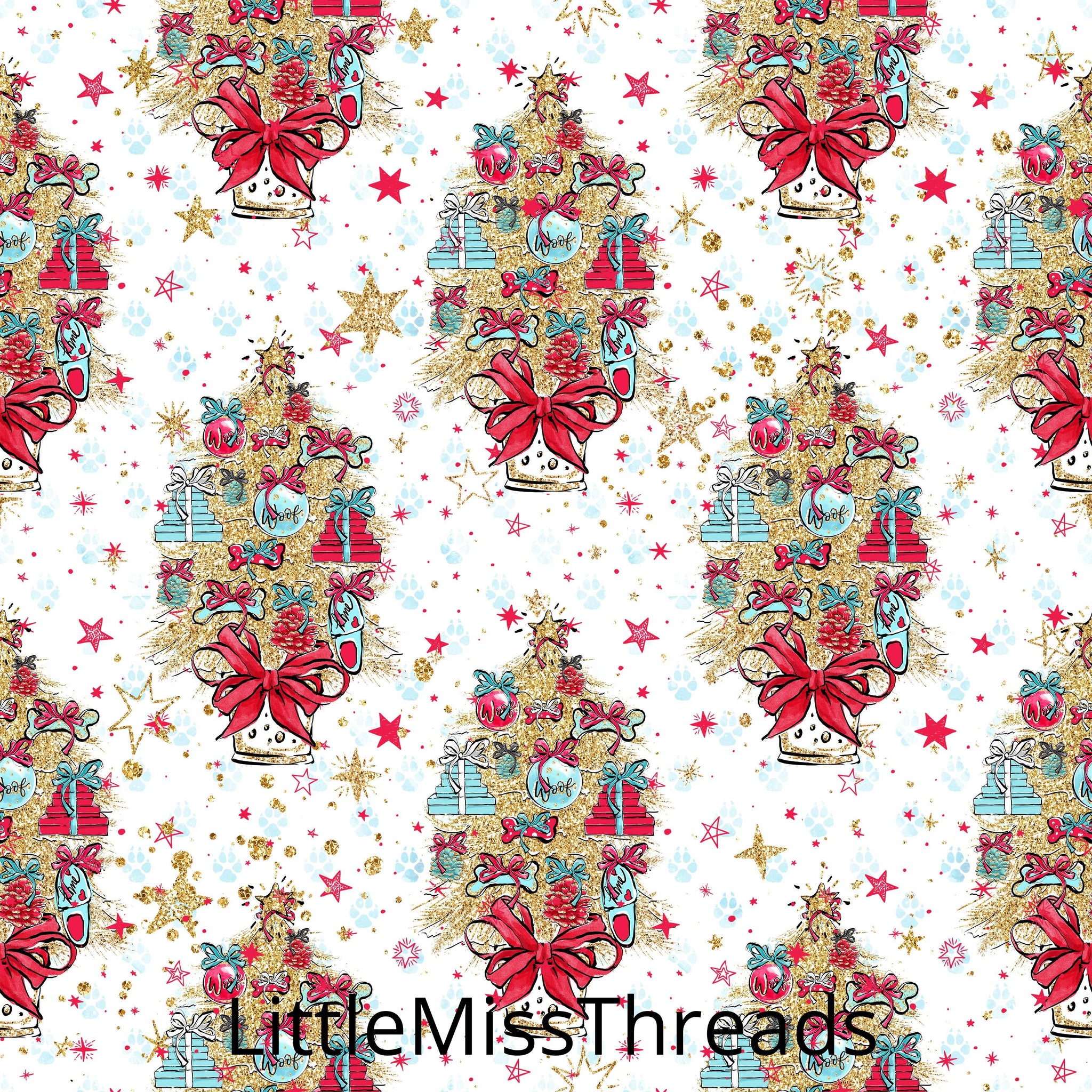 PRE ORDER Doggy Christmas Trees Fabric - Fabric from [store] by Mini Mooches - 