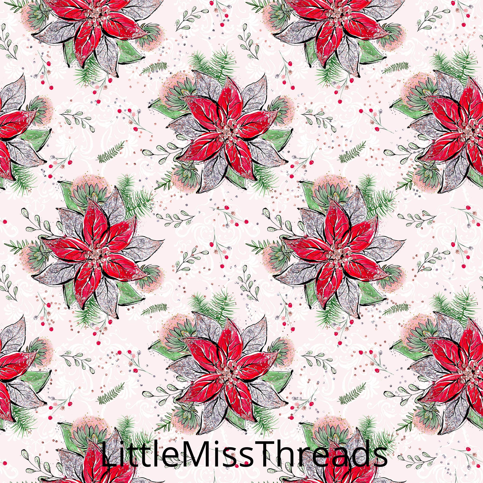 PRE ORDER Holly Jolly Flowers Red Fabric - Fabric from [store] by Mini Mooches - 